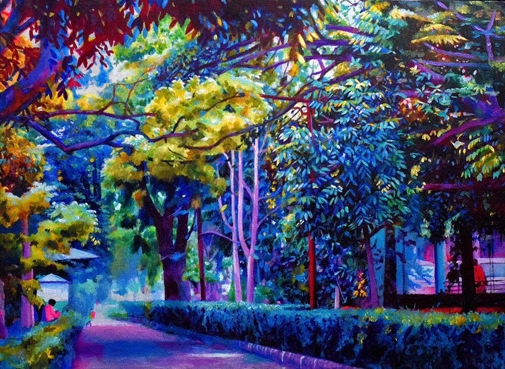At the Park Tree, Trees, Park, Pracheta Banerjee Art, Illustrator, Illustration