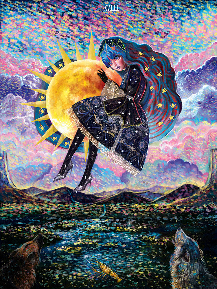 The Moon - Tarot Card Series The Moon - Tarot Card Series, Pracheta Banerjee Illustrator, Card Art, Illustration, Digital Painting, Digital Art